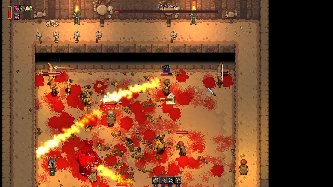 Official Romestead Steam screenshot of a boss arena with a visible Cyclops health bar
